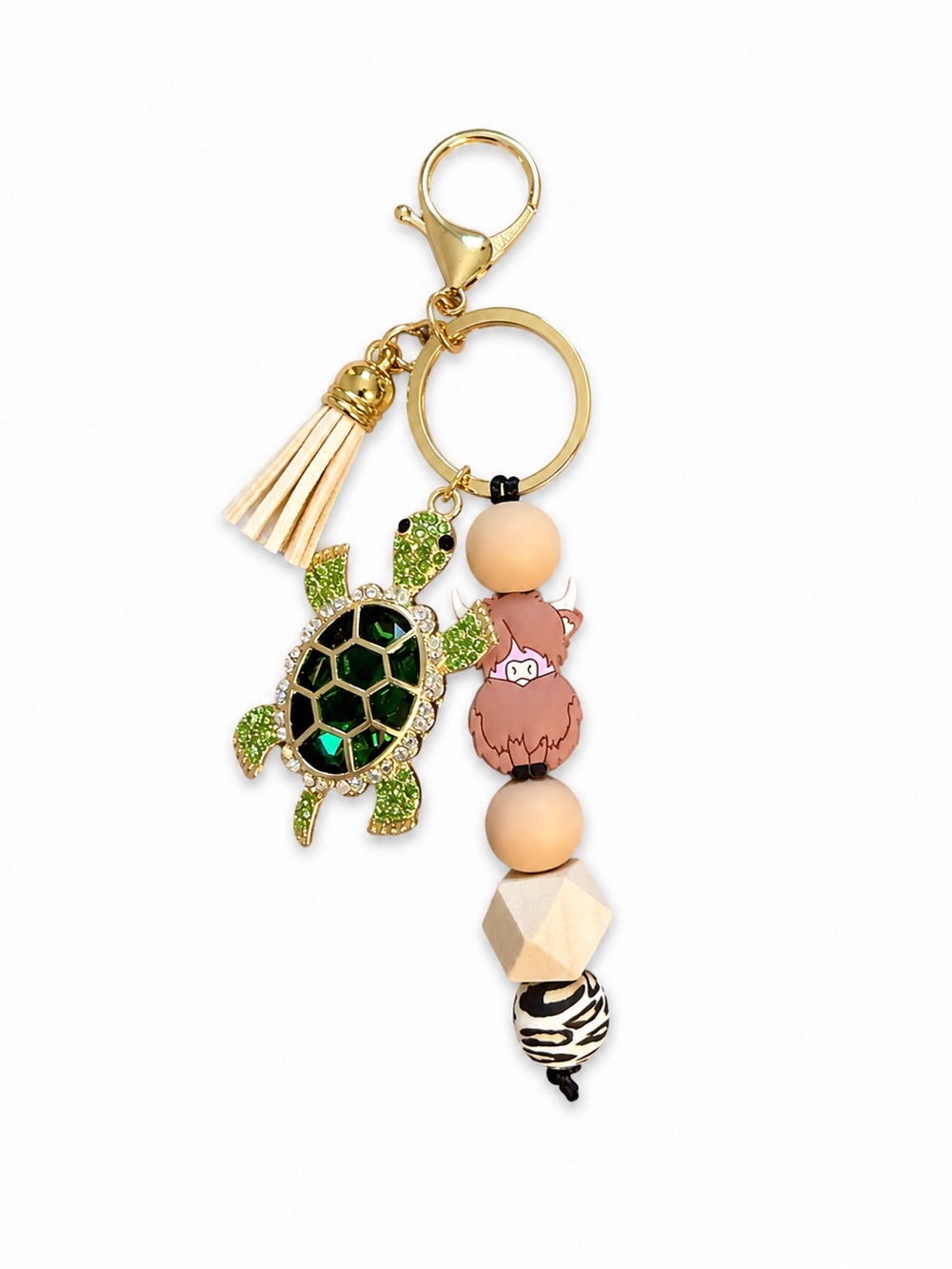 Green Turtle & Highland Cow Charm Keychain / Purse Charm 🐢🤎